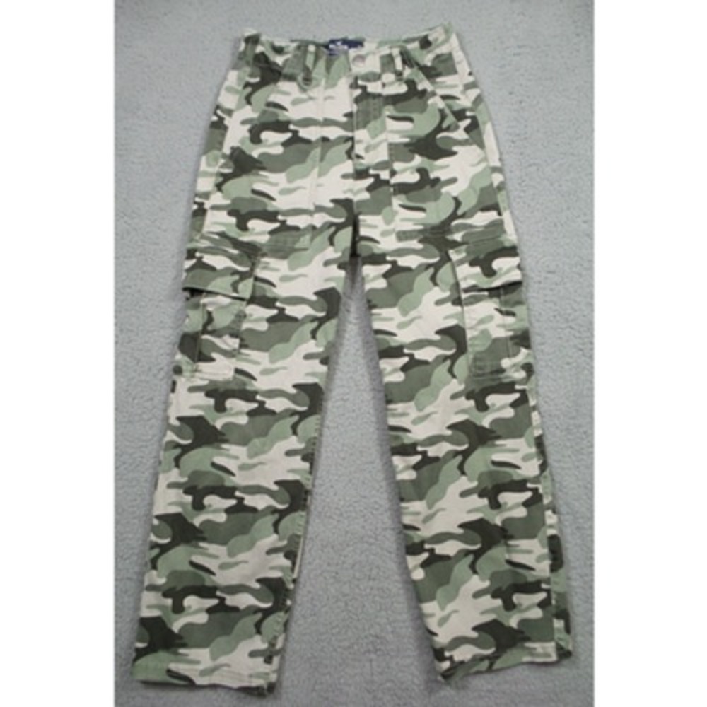 Hollister Pants Womens Size S Green Cargo Pockets Camo High Rise Straight Ankle